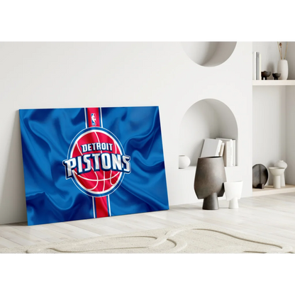 Detroit Pistons flag glass wall art for true fans