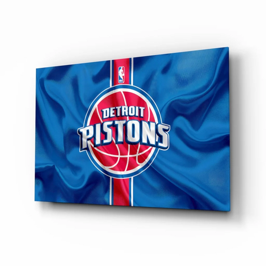 Detroit Pistons logo glass wall art flag for fans