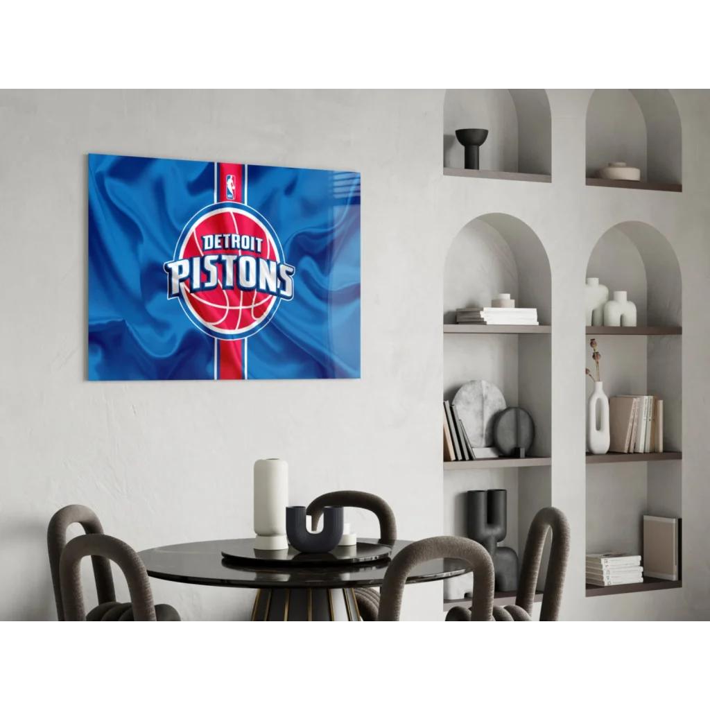 Detroit Pistons flag glass wall art for true fans