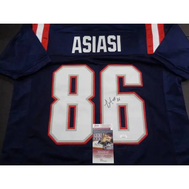 Autographed Devin Asiasi custom football jersey with JSA certification featuring his signature