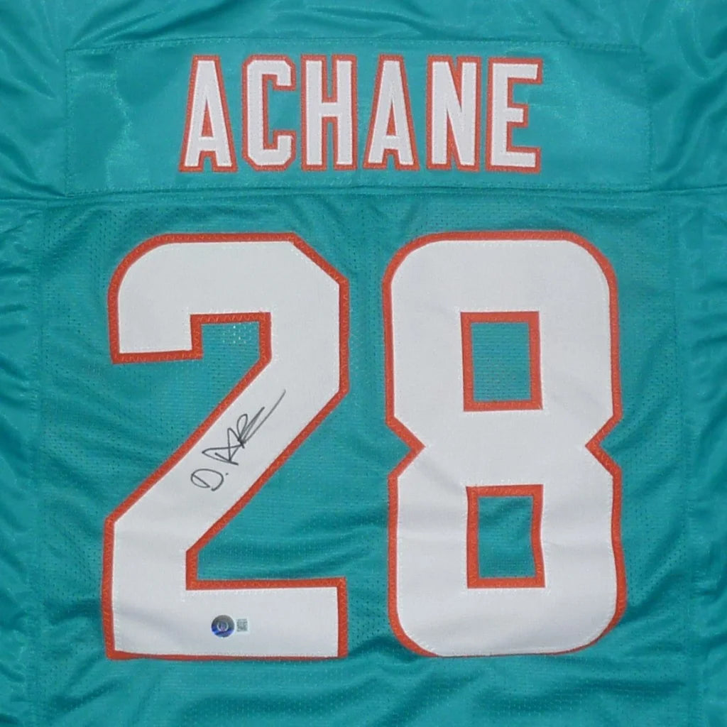 De’Von Achane autographed Miami teal jersey #28 signed by D
