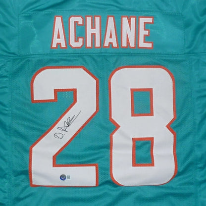 De’Von Achane autographed Miami teal jersey #28 signed by D