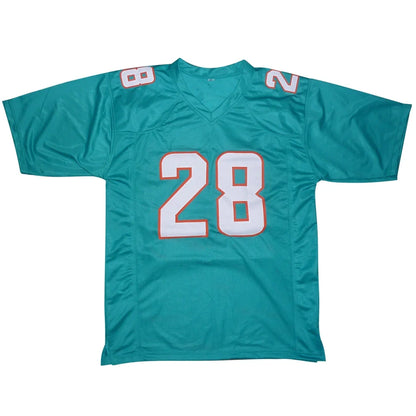De’Von Achane autographed Miami teal jersey with #28 numerals