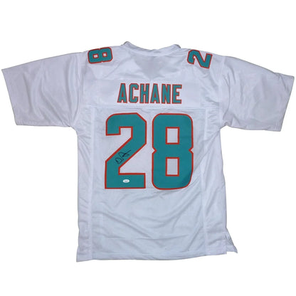 DeVon Achane autographed Miami Dolphins white jersey with #28