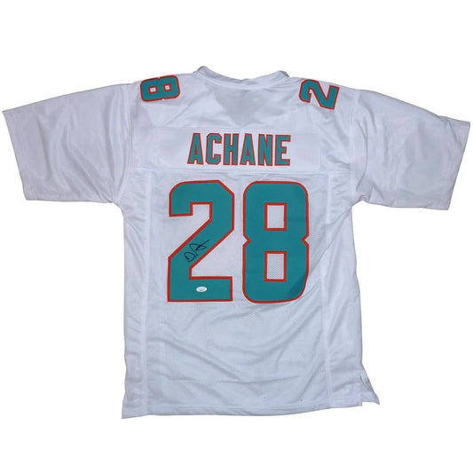 DeVon Achane autographed Miami Dolphins white jersey with #28