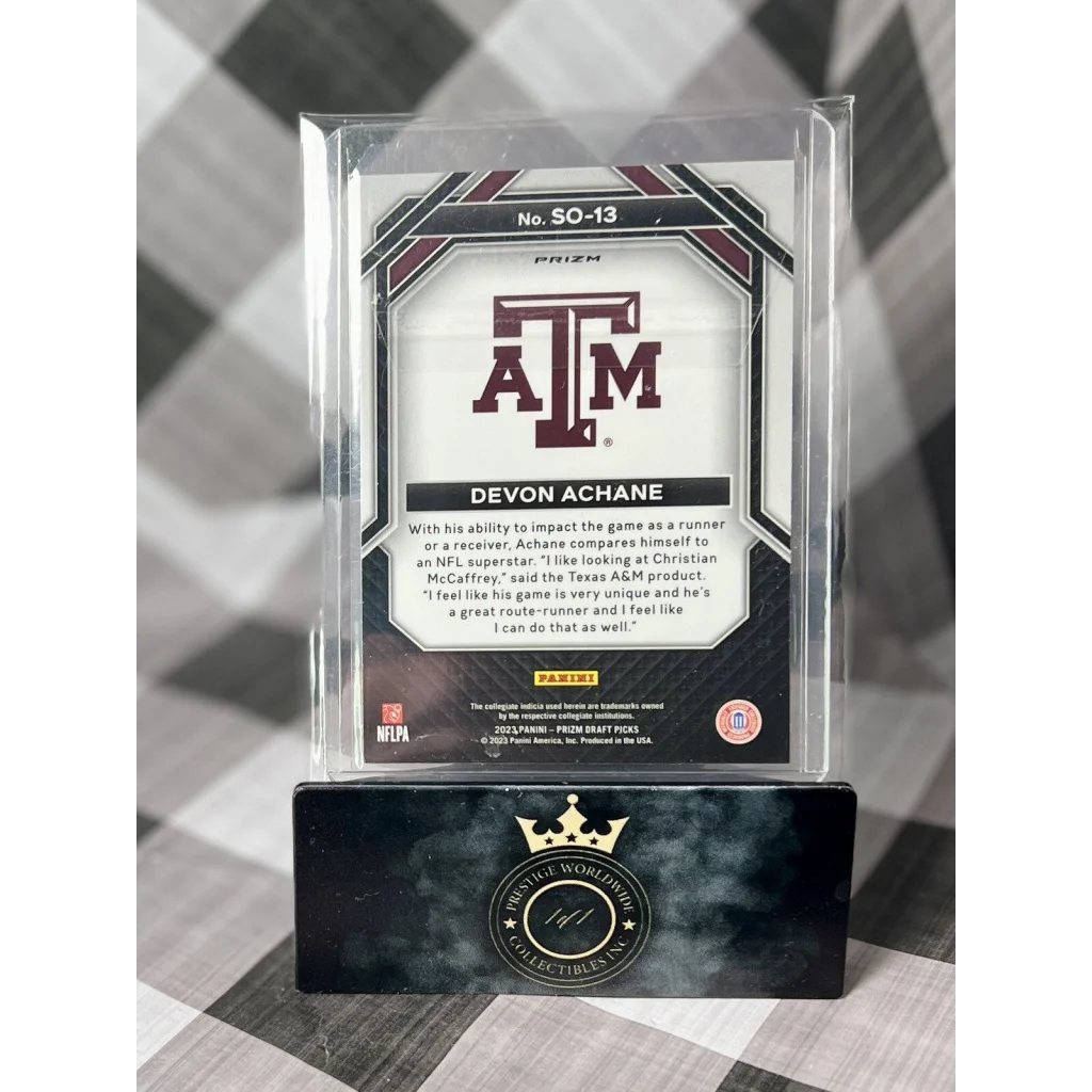 Texas A&M football card in display case from Prestige Worldwide Collectibles