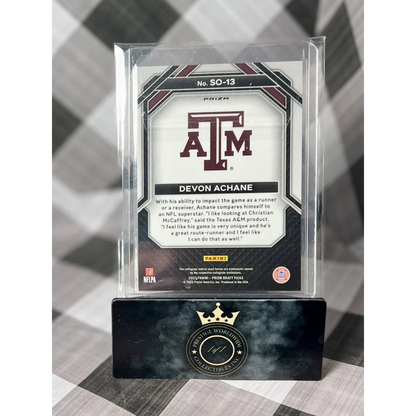 Texas A&M football card in display case from Prestige Worldwide Collectibles