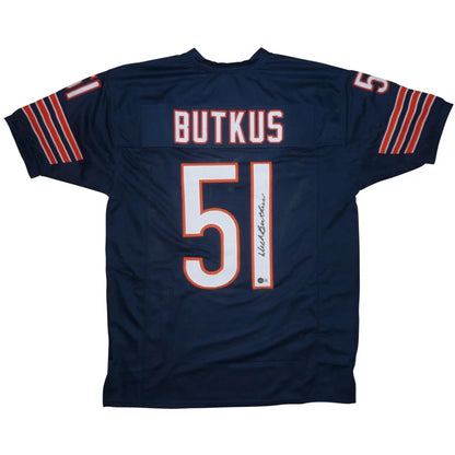 Navy blue Dick Butkus custom jersey with Bears accents
