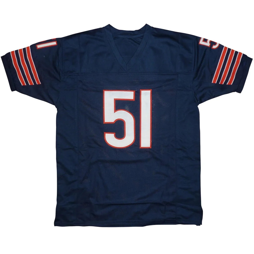 Navy blue custom jersey signed by Dick Butkus with number 51