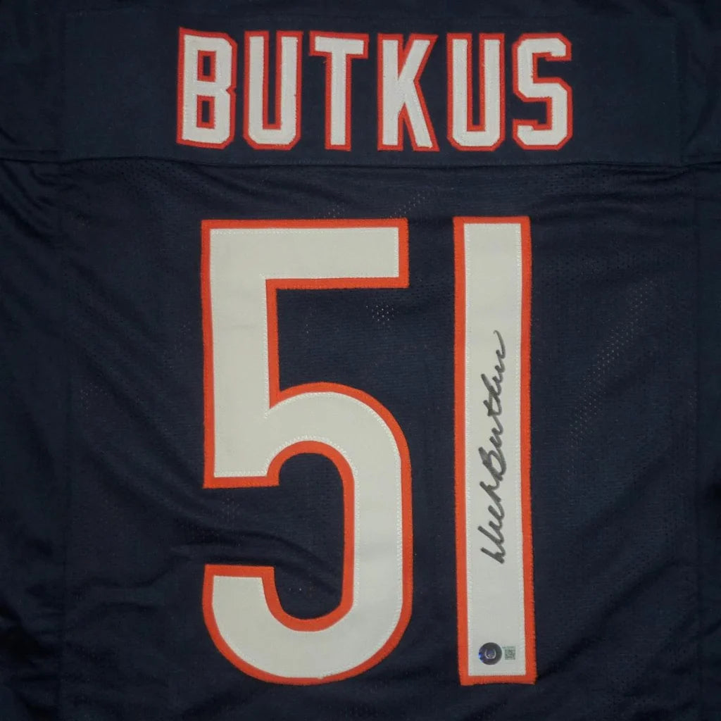 Navy blue Dick Butkus custom jersey with Butkus 51