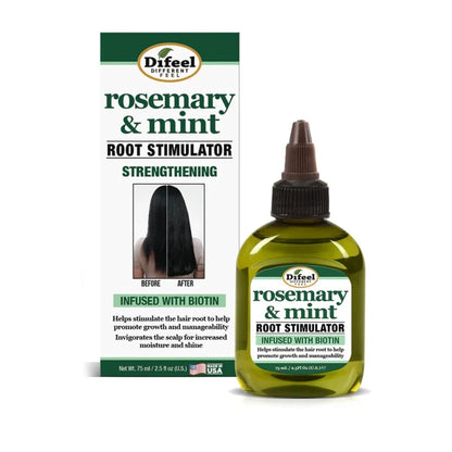 Difeel rosemary and mint root stimulator green glass bottle 2.5 oz
