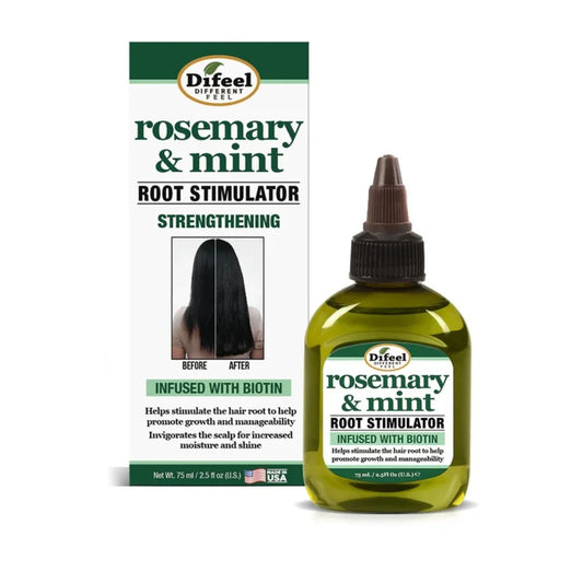 Difeel rosemary and mint root stimulator green glass bottle 2.5 oz