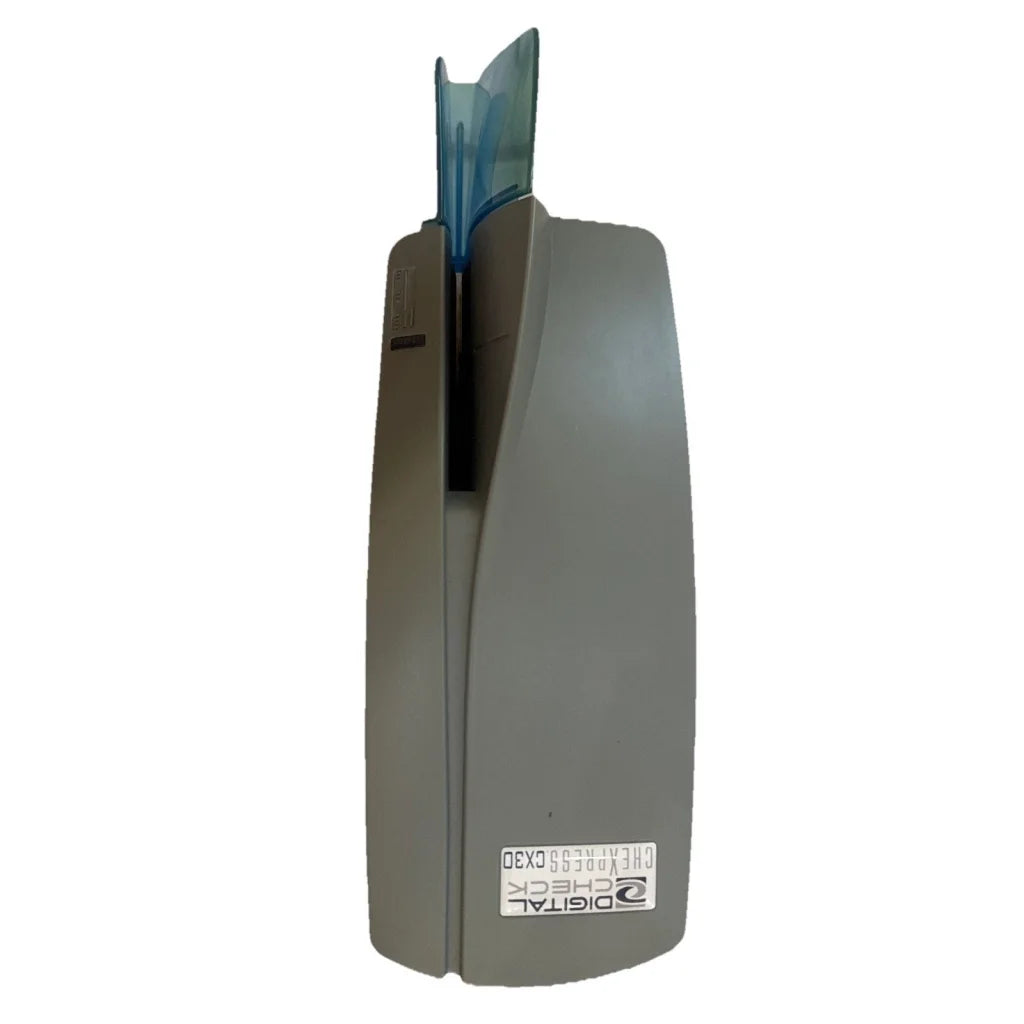 Gray Digital Check CheXpress CX30 inkjet check scanner with blue output slot
