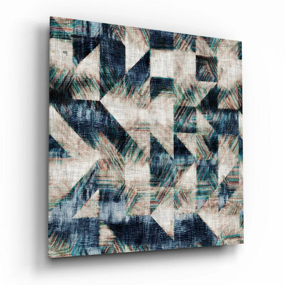 Textured Geometric Canvas Wall Art in Navy Teal and Beige | Insigneart USA | vintageantiquesgifts.com