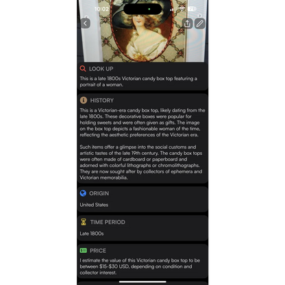 Victorian beauty candy box top with woman’s portrait, rare 1800s antique victorian beauty candy