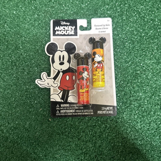 Disney 2 piece flavored lip balm stocking stuffer with Mickey red yellow tubes