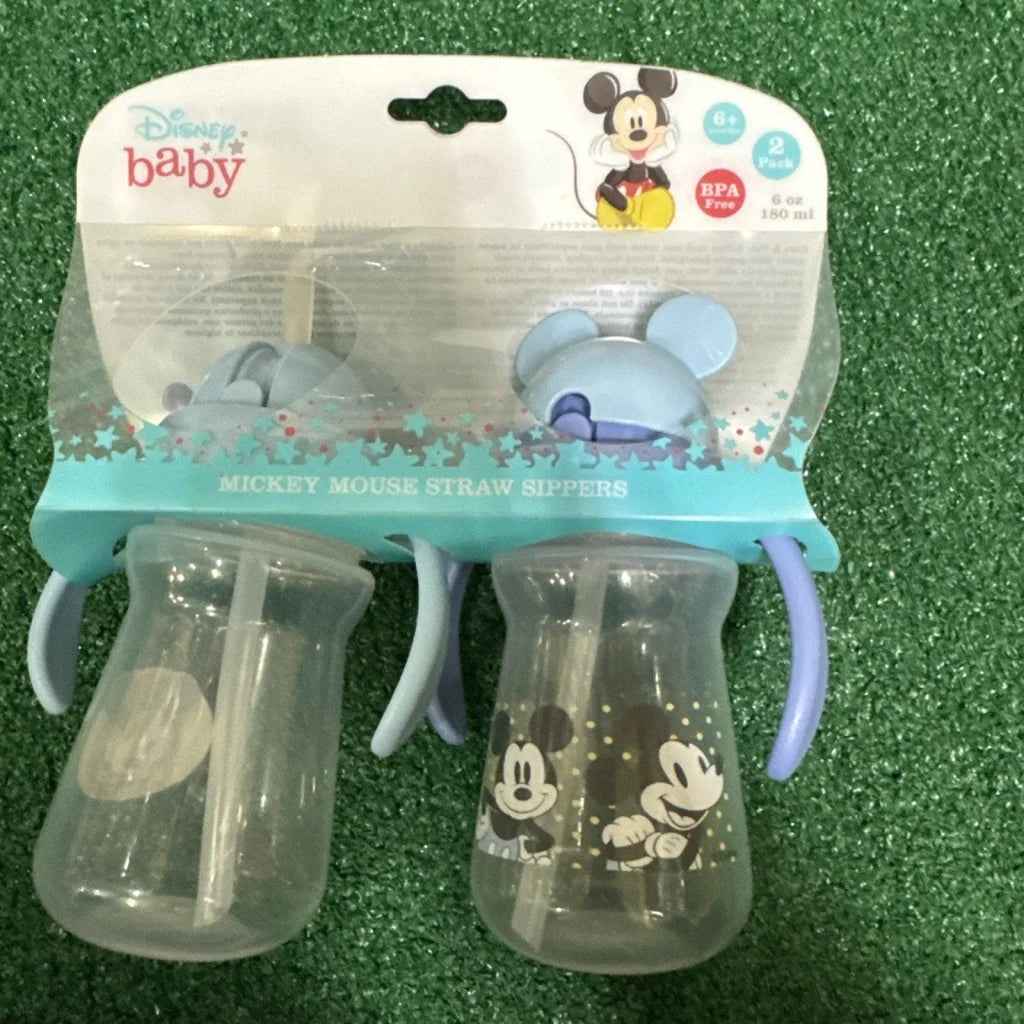Disney Baby Mickey Mouse sippy cup 10 oz 2 pack with straws