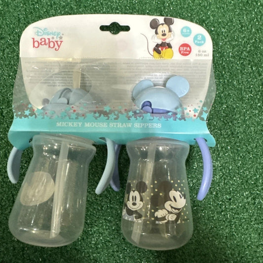 Disney Baby Mickey Mouse sippy cup 10 oz 2 pack with straws