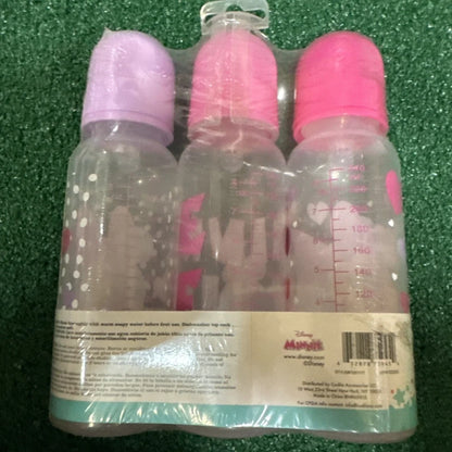 Disney Cudlie Minnie Mouse 9oz baby bottles 3 pack with heart markings