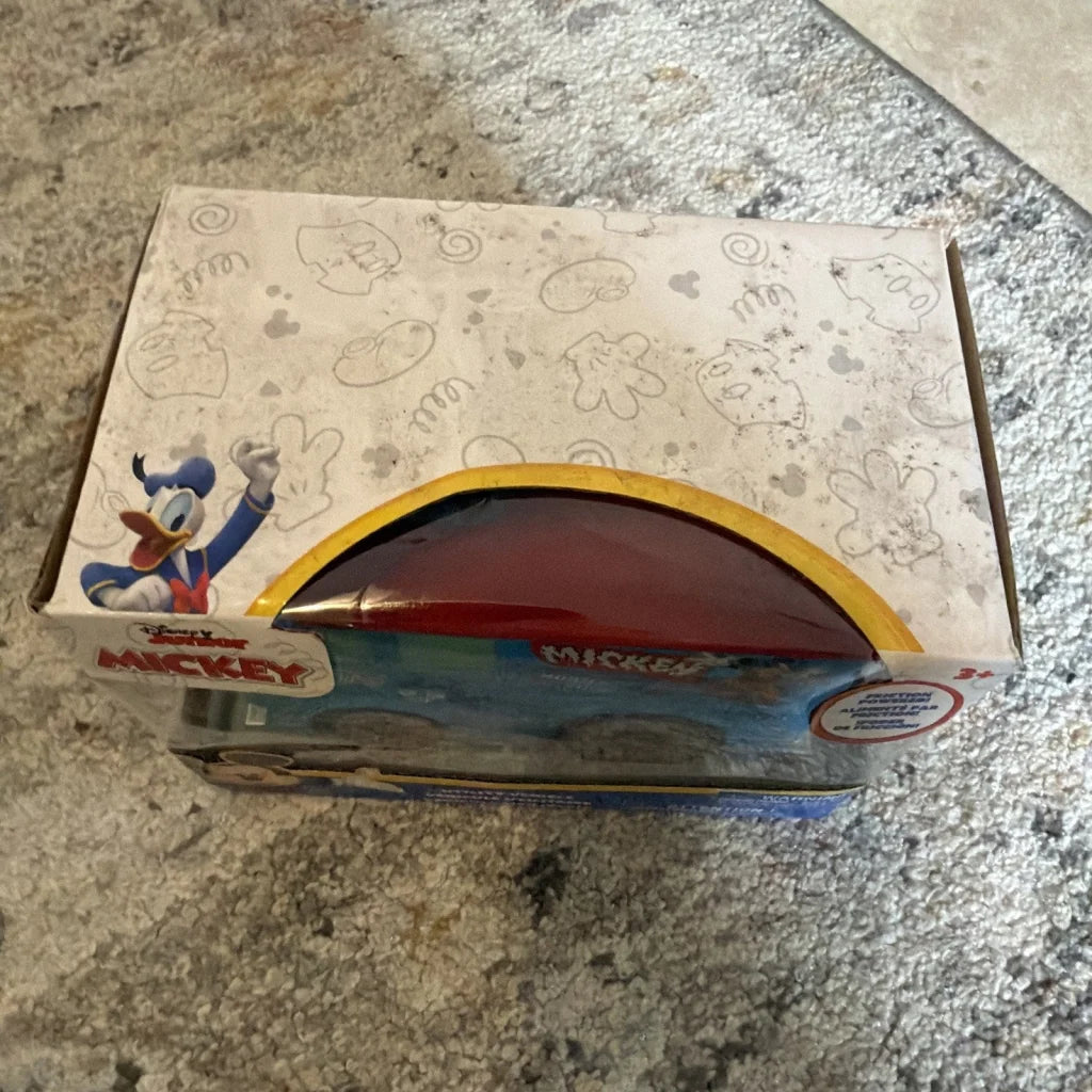 Disney Friction Powered Mickey Mouse Mobile Skate Shop toy car in blue box