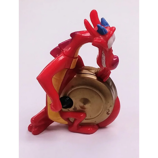 Vintage 1998 McDonalds Mushu Happy Meal Toy: red plastic dragon with blue eyes, yellow belly