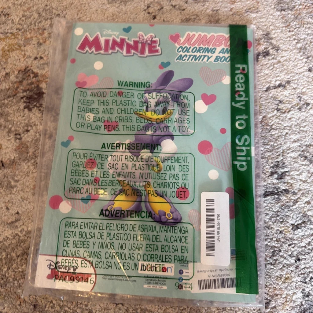 Disney Junior Minnie Mouse Daisy Duck jumbo coloring book in heart bag