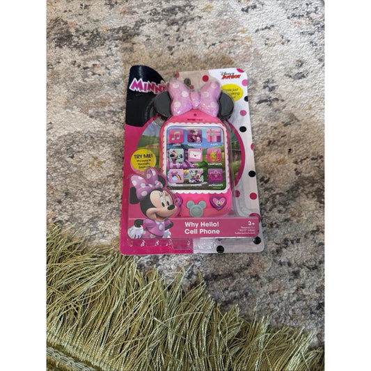 Pink Disney Minnie Mouse toy cell phone in blister pack