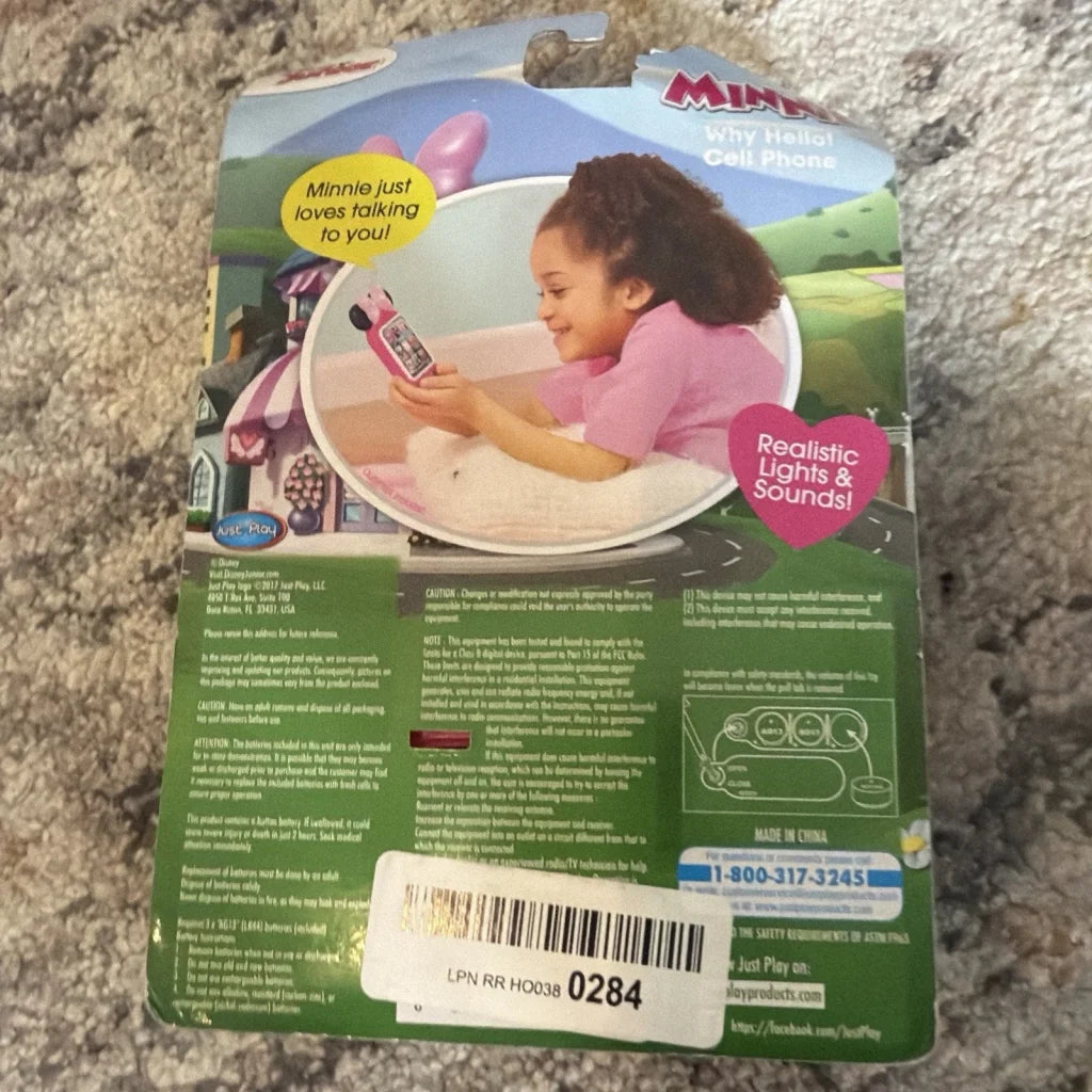 Disney Minnie Mouse Why Hello Cell Phone toy with pink design lights sounds in box