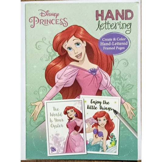 Disney Princess hand lettering activity book with Ariel design
