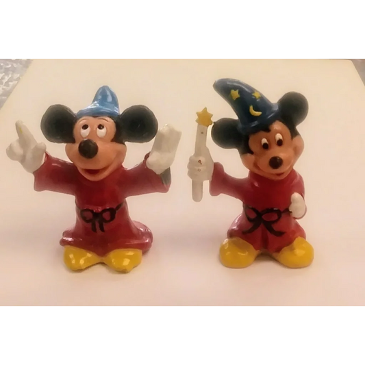 Disney PVC figure set of Mickey Mouse wizard in red robes and blue hat