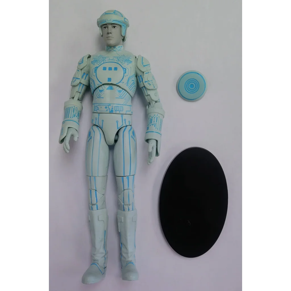 Blue and white Disney Tron action figure with helmet and armor