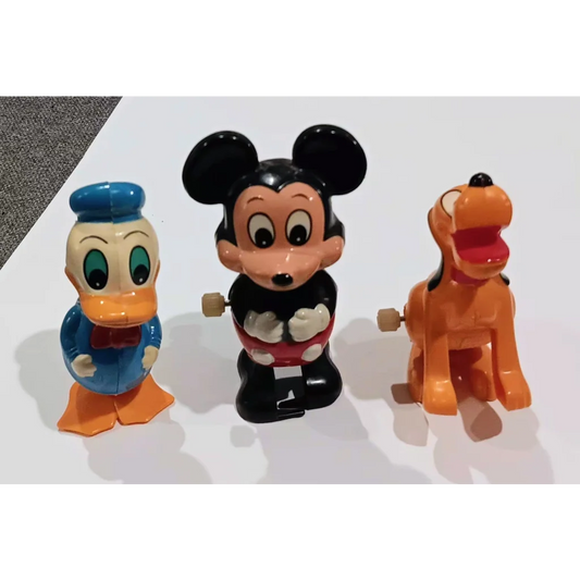 Classic Disney Wind Up Mickey Mouse Toy Set with black body, red pants and white shirt