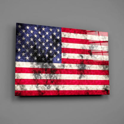 Distressed American Flag canvas wall art in weathered red white blue tones
