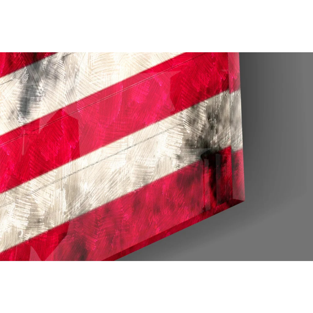 Distressed American flag canvas wall art with glossy texture