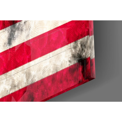 Distressed American flag canvas wall art with glossy texture