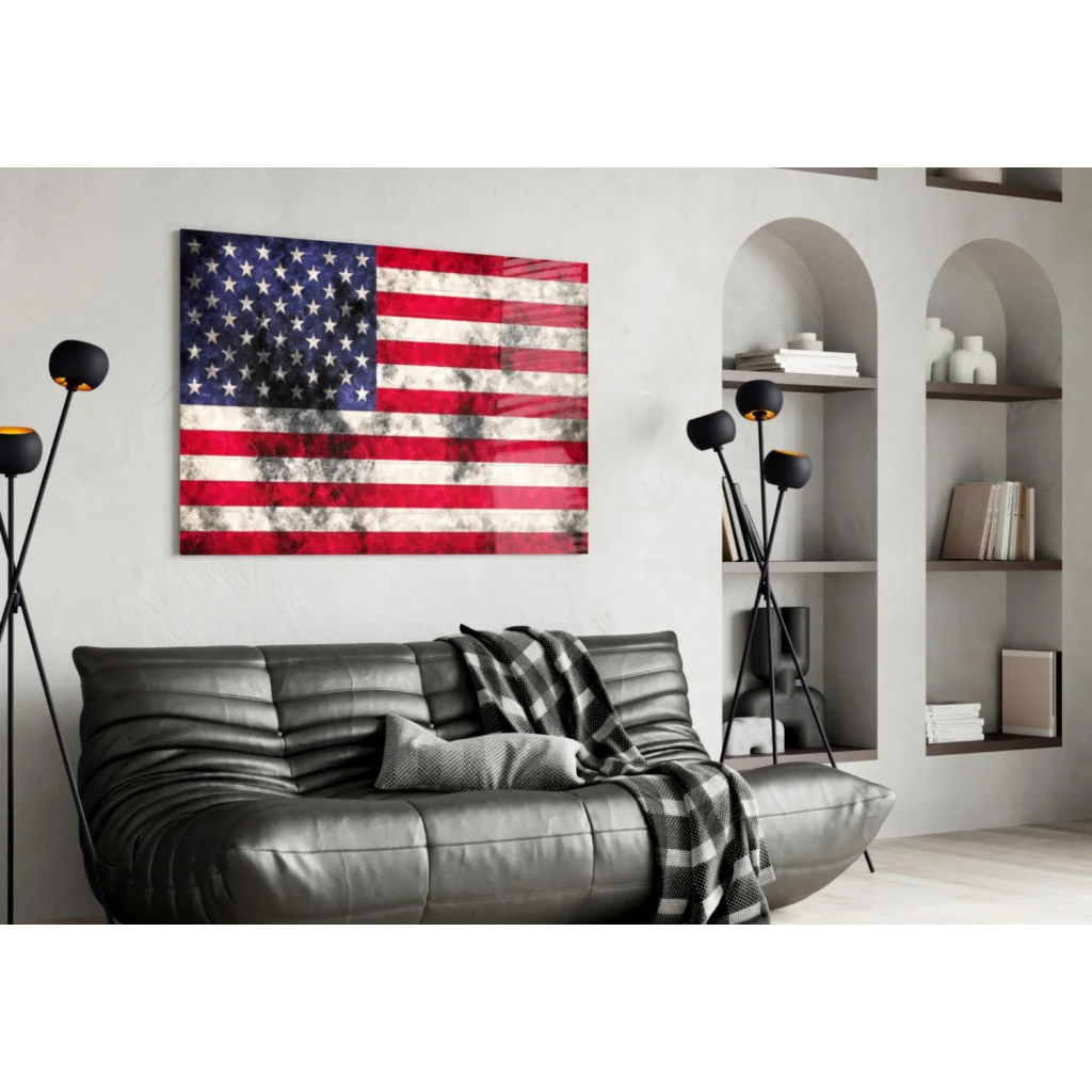 Distressed American flag canvas wall art patriotic decor