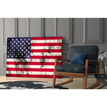 Distressed American flag canvas wall art in red white blue stripes