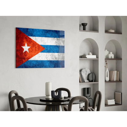 Distressed Cuban flag canvas wall art with weathered texture