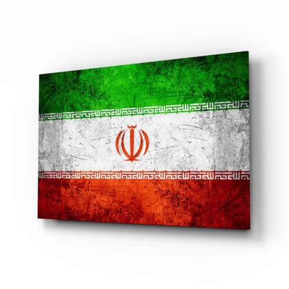 Distressed Iranian Flag canvas wall art print with vibrant colors