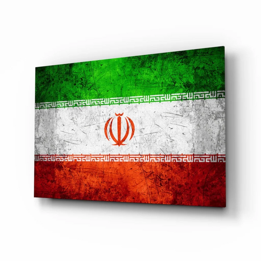 Distressed Iranian Flag canvas wall art print with vibrant colors