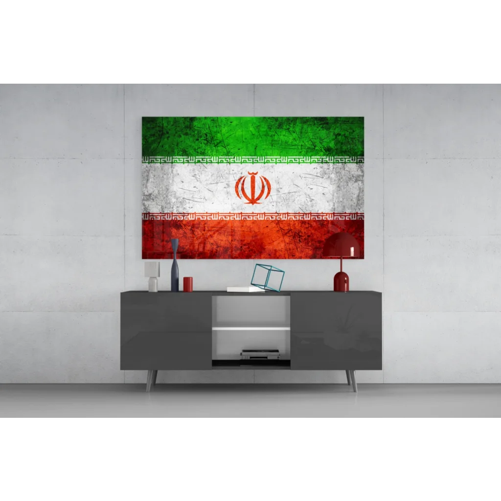 Distressed Iranian Flag canvas wall art print