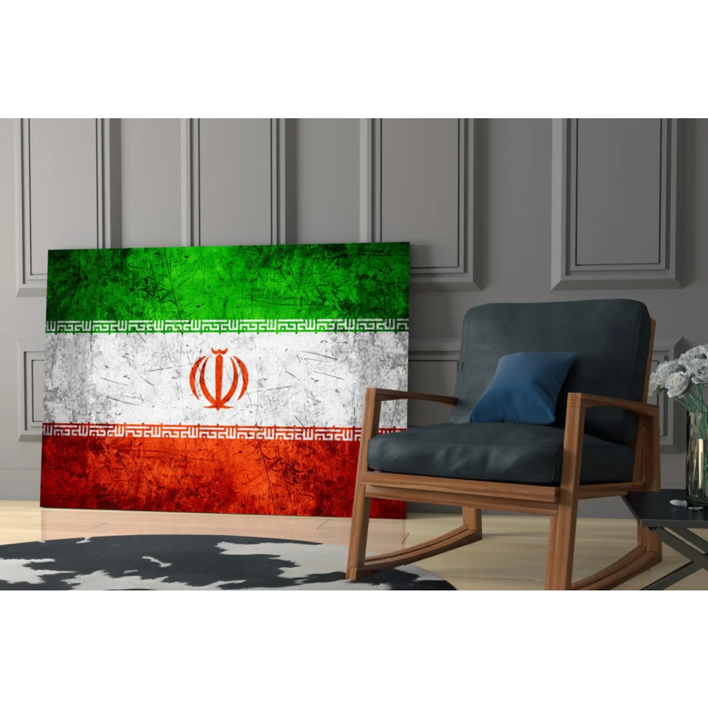 Distressed Iranian flag canvas wall art print