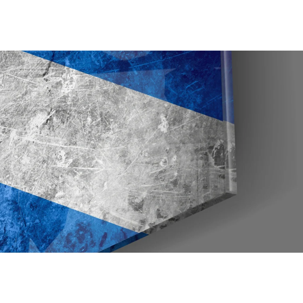 Blue and silver distressed Scottish Flag canvas wall art with textured finish