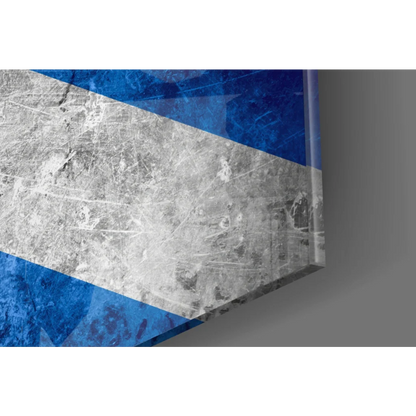Blue and silver distressed Scottish Flag canvas wall art with textured finish