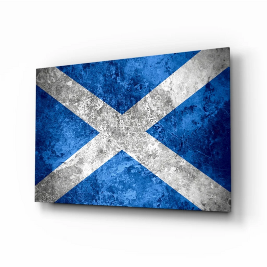 Distressed Scottish flag canvas wall art with textured finish