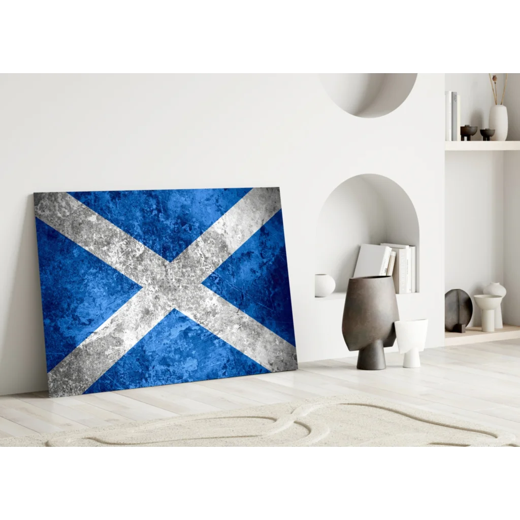 Distressed blue and silver Scottish flag canvas wall art