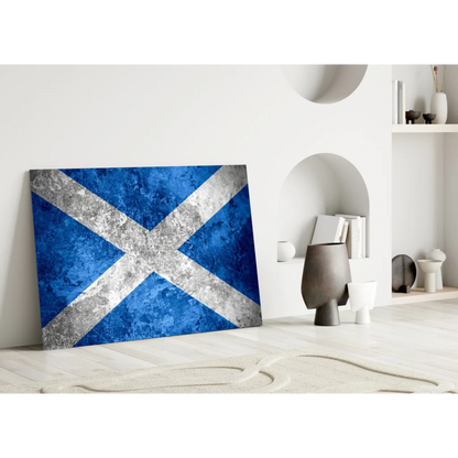 Distressed blue and silver Scottish flag canvas wall art