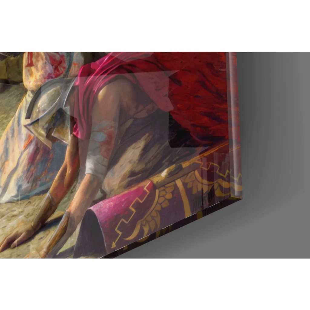 Vibrant warrior in armor with red purple fabric in Divine Light Jesus wall art