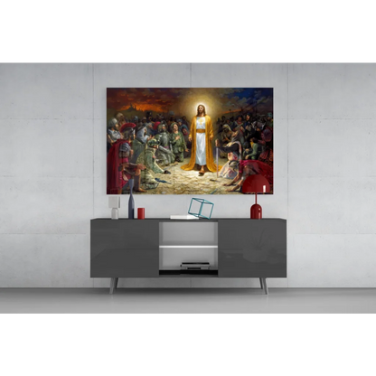 Divine Light Jesus canvas wall art with soldiers biblical scene