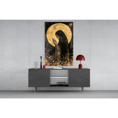 Divine Prayer Golden Halo canvas wall art with praying figure